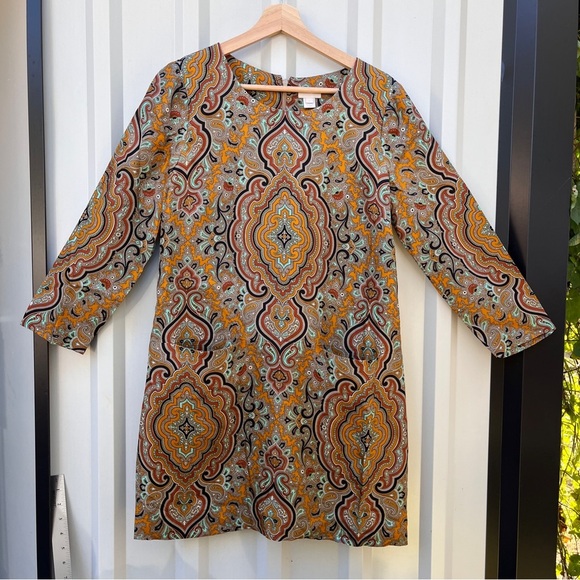 J. CREW Collection Dress Jules 100% Silk Gold Italian Paisley Shift Womens 6 - Picture 14 of 14